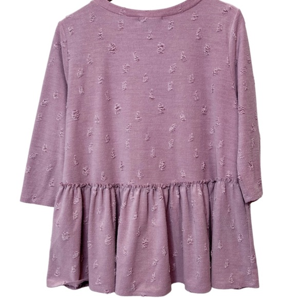 Entro Women’s Pink Rose Distressed Babydoll Tier Ruffle Keyhole Cutout Blouse - Picture 12 of 15